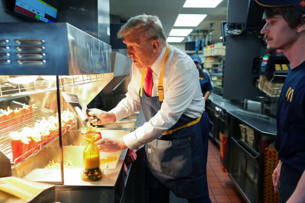 Trump Trolls Kamala Harris by Working at McDonald’s in Swing County