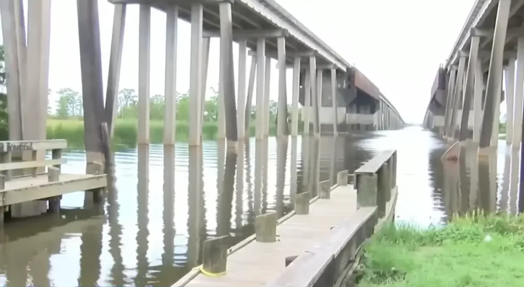 Pascagoula River in Mississippi where Corion Evans rescued 4 people, Photo Credit: MS Now/Youtube